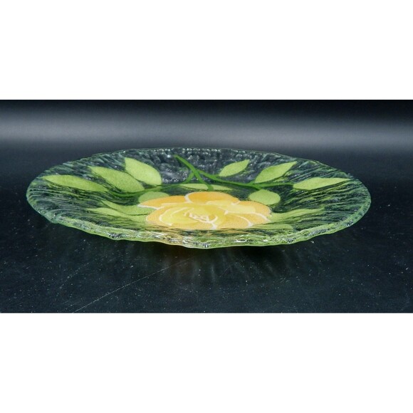 Sydenstricker Yellow Rose Fused Glass Plate 8.5 inches Salad Decorative - Picture 5 of 6